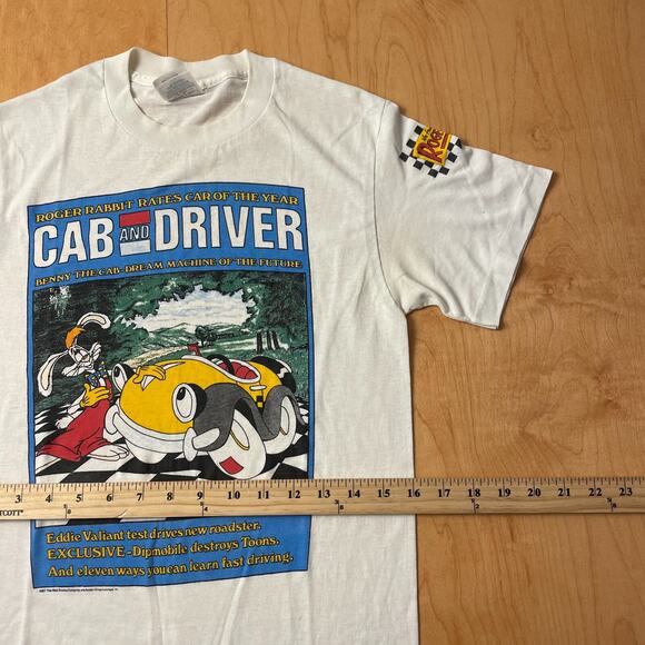 Vintage 90s Rodger Rabbit Cartoon Cab and Driver Medium WhiteT-Shirt - Picture 8 of 10